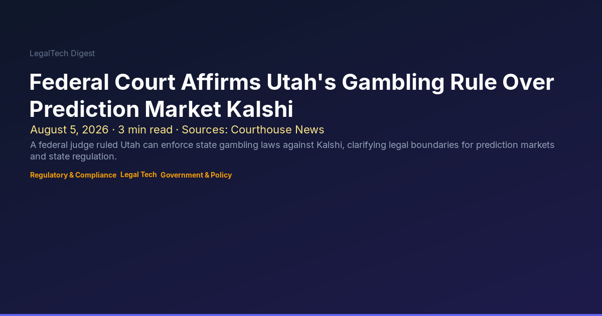 Federal court affirms utah s gambling rule over prediction market kalshi Federal court affirms utah s gambling rule over prediction market kalshi