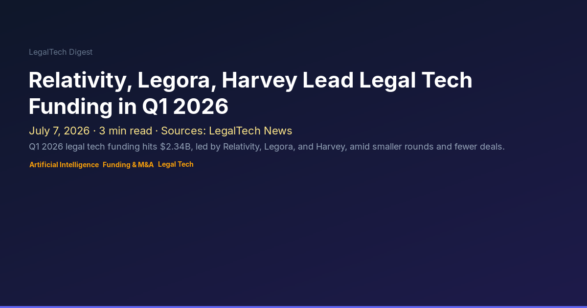 Relativity, Legora, Harvey Lead Legal Tech Funding in Q1 2026
